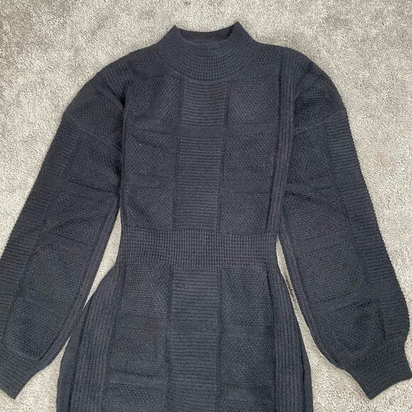 Area Stars Open Back Knit Sweater Dress Black Size M Long Sleeve Mock Neck - Picture 11 of 15